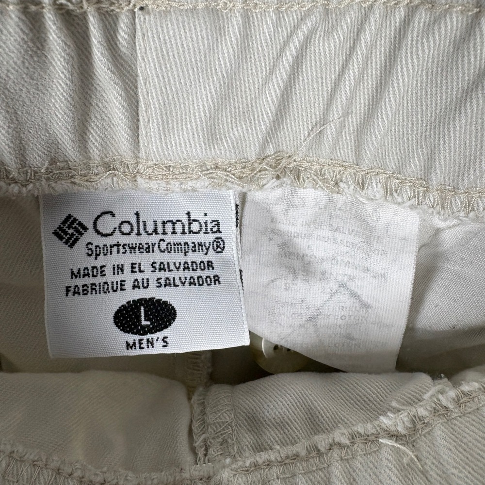 Columbia Mens Cargo Shorts Tan Khaki Elastic Waist Belted Outdoor Hiking Size L - Picture 3 of 4